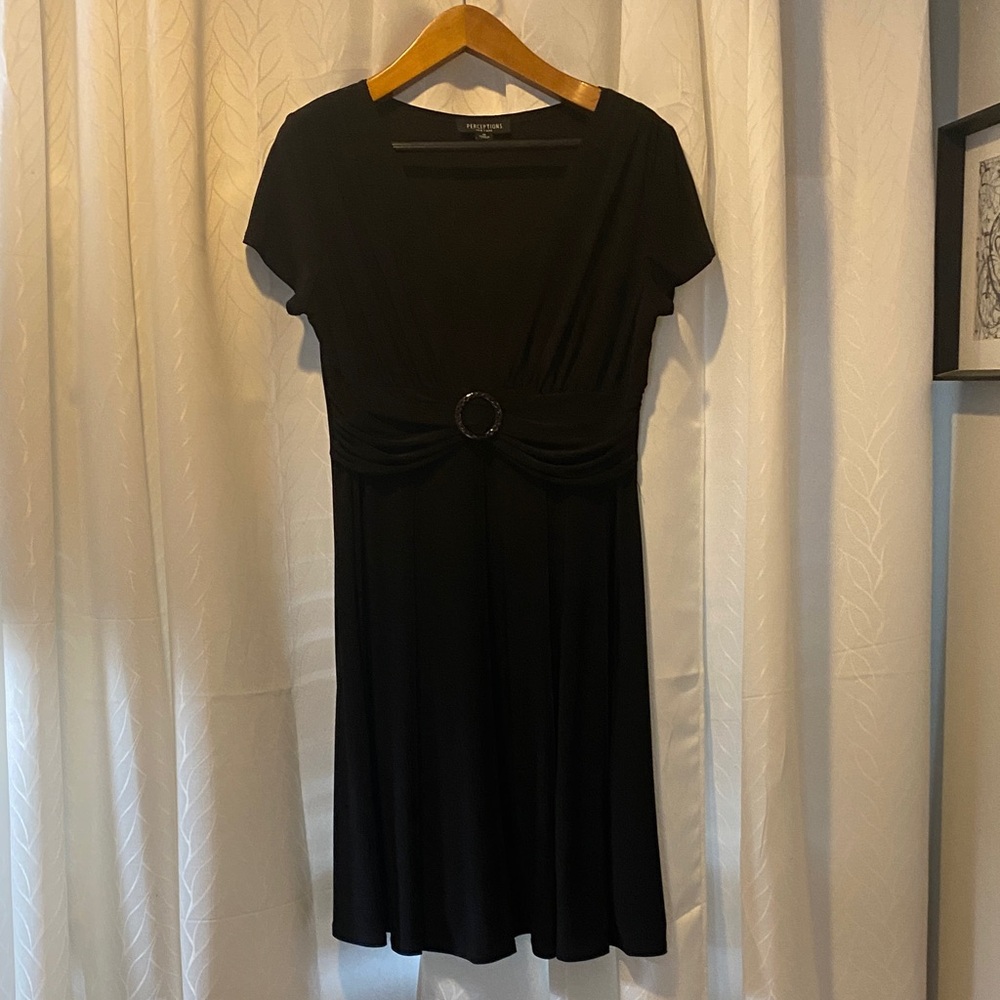 Perceptions Black Midi Dress with Ring Detail